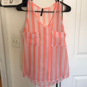 Pink and white vest tank